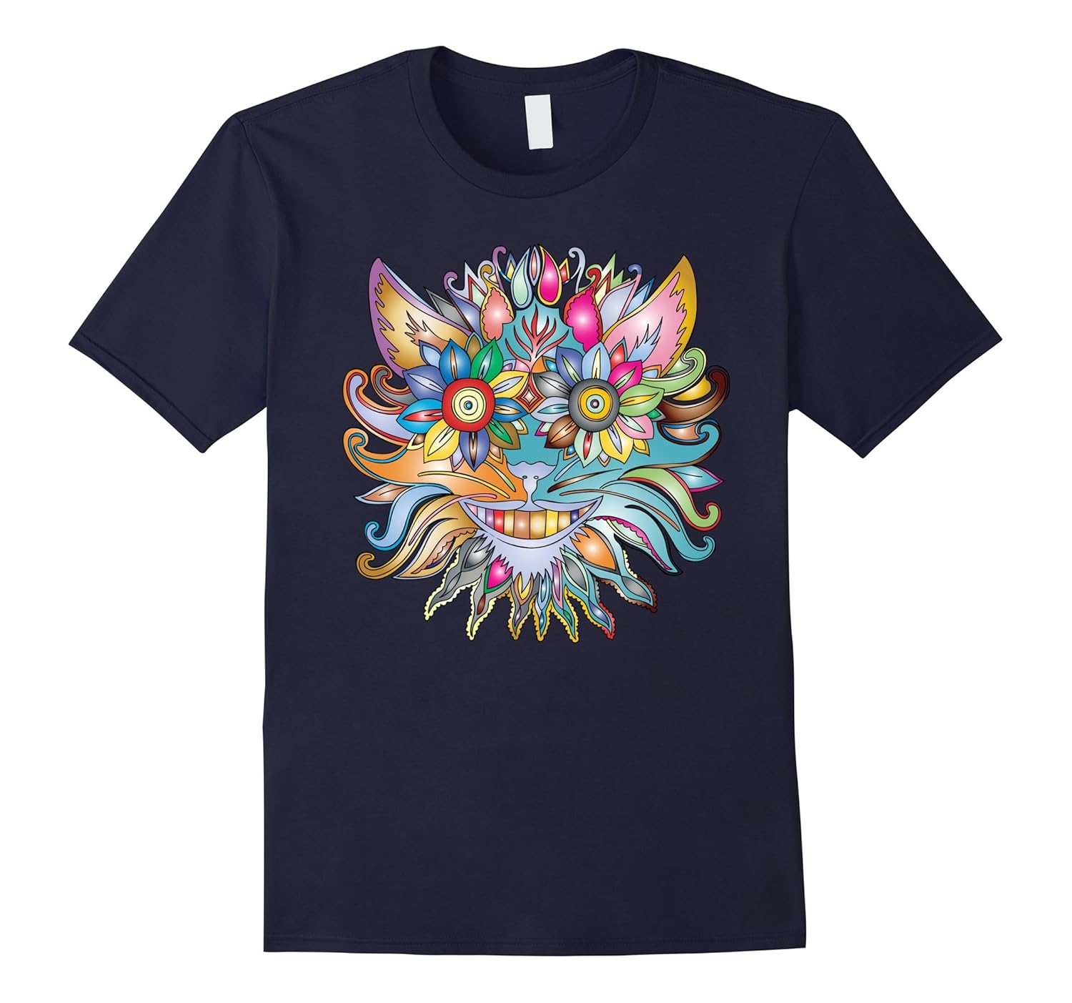 Prismatic Cat Head T-Shirt Psychedelic T-Shirt-ANZ