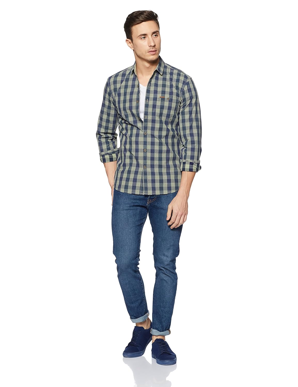wrangler men's checkered slim fit casual shirt