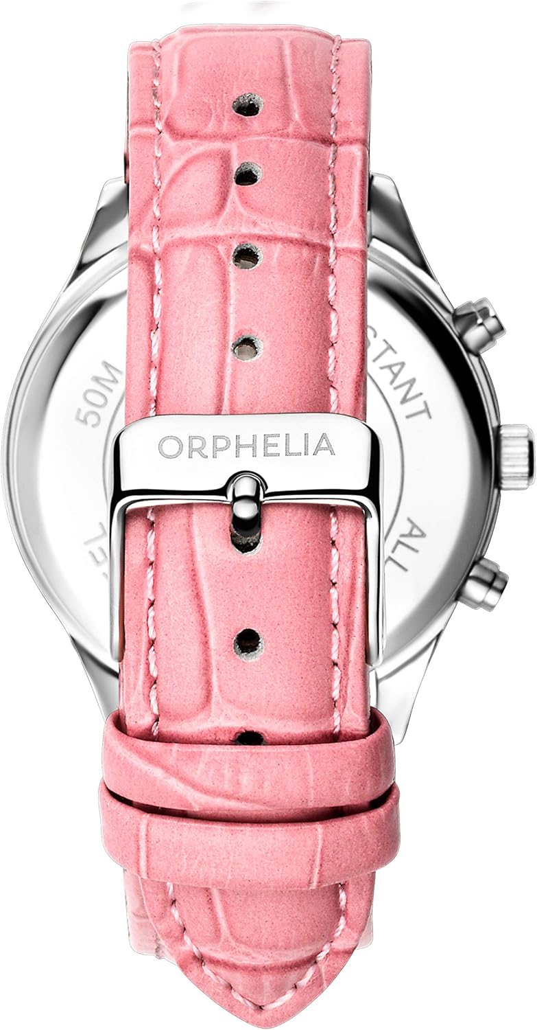 Orphelia Womens Quartz Watch, Chronograph Display and Leather Strap OR31801, Pink - Image 5