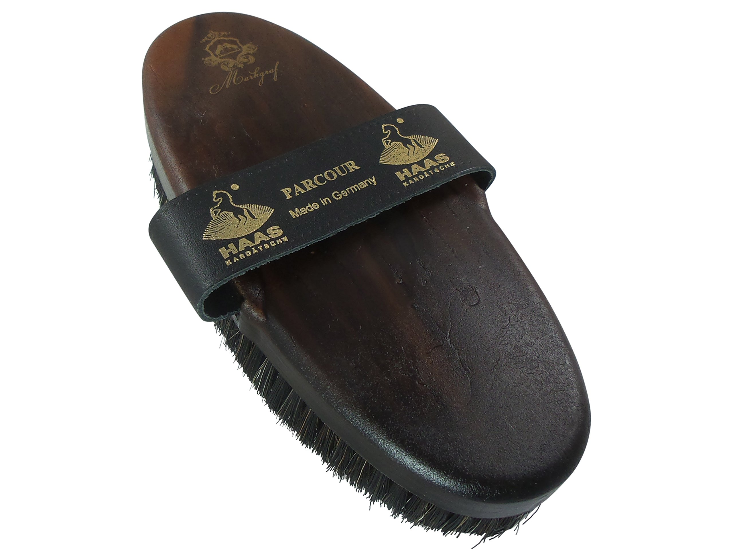 Body brush for horses -Parcour- with horsehair from Haas for Markgraf
