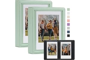 Dawnhua 2 Pack Instax Mini Photo Album Plastic Customizable Cover, 28 Pockets Polaroid Photo Album for 2x3 Pictures, Polaroid Album Book for Fujifilm Instax Mini Instant Camera (Green)
