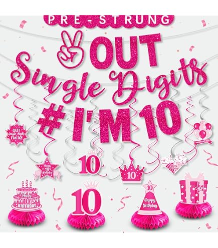 10. Geburtstag Dekoration – Tür-Hintergrund 'Happy 10th Birthday', 185x90 Cm, Aus Polyester Mit Aufhängebändern, Für Jungen & Mädchen