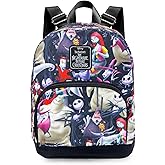 Fast Forward New York Disney Nightmare Before Christmas Mini Backpack for Women -- Canvas Purse Shoulder Bag Adults, Teens-Include Plastic bottle