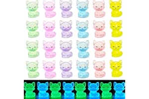 EVDERS 28Pcs Luminous Mini Resin Fox Figurines Glow in The Dark Mini Fox Figures Miniature Resin Animals Foxes Figurines for Micro Landscape Fairy Garden Dollhouse Decor Aquarium Birthday Decorations