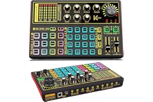 COFELIFE Professional Audio Mixer, K300 Live Sound Card and Audio Interface Sound Board with Multiple DJ Mixer Effects,Voice Changer and LED Light, Prefect for Streaming/Podcasting/Gaming/Recording/YouTube/PC