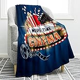 Jekeno Movie Clapboard Gifts Throw Blanket, Theater Home Film Cinema Decor Popcorn Gifts for Women Men Movie Lover Adult Boy Girl Director Acting Gift