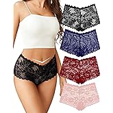 Avidlove Sexy Women's Underwear Floral Lace Boyshort Panties High Waist Cheeky Panty Pack of 4