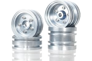 TOOMOD Aluminum Wheel Rim Set Wheel Hub for Tamiya Grasshopper,Hornet, Mighty Frog, Buggy Champ, Fast Attack, Fighting Buggy Upgrades Parts （Silvery）