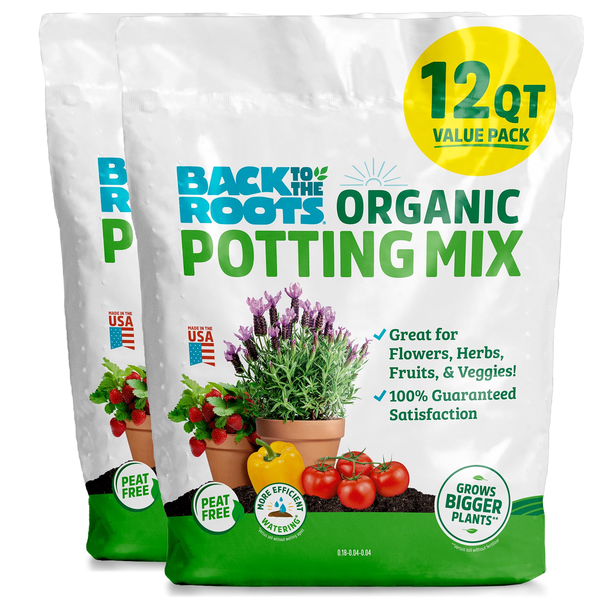 Photo 1 of Back to The Roots 100% Organic Potting Mix (Value 12 Quart) | Premium Blend | Made in The USA