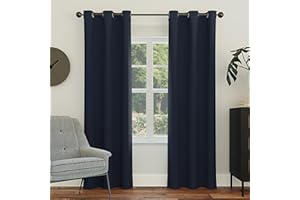 Sun Zero Easton Energy Saving Blackout Grommet Curtain Panel, 40" x 63", Navy Blue