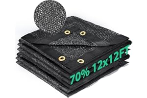 Kesfitt Garden 70% Shade Cloth, Resistant Sun Shade Net 12x12FT Mesh Tarp with HDPE Material and Reinforced Grommets Shade Trap for Greenhouse, Plant, Pergola, and Backyard Patio Sunshade