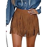 SOFIA'S CHOICE Women Fringe Mini Skirt Faux Suede Tassel Western Cowgirl High Waist Skirts