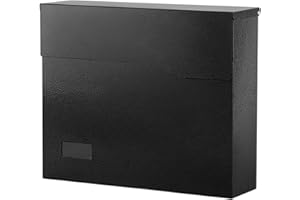 xydled Mailbox Wall Mount Mailboxes for Outside, Large Capacity Steel Hanging Metal Mailbox, Modern Post Box, Black,14.6''x12.2''x4.1''