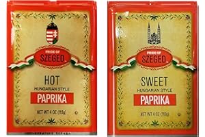 Pride of Szeged Hungarian Style Sweet Delicacy Paprika (4 oz) and Hot Paprika (4 oz)