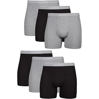 Hanes Men's Underwear Boxer Briefs Pack, Cool & Breathable Cotton Moisture-wicking Underwear for Men, No Ride Up