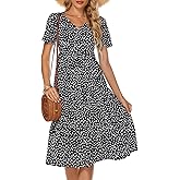 Berydress Women's Casual Summer Tiered Midi Dress 2025 Short Sleeve V-Neck Loose Cotton Ruffle Babydoll Dress Boho Sundress