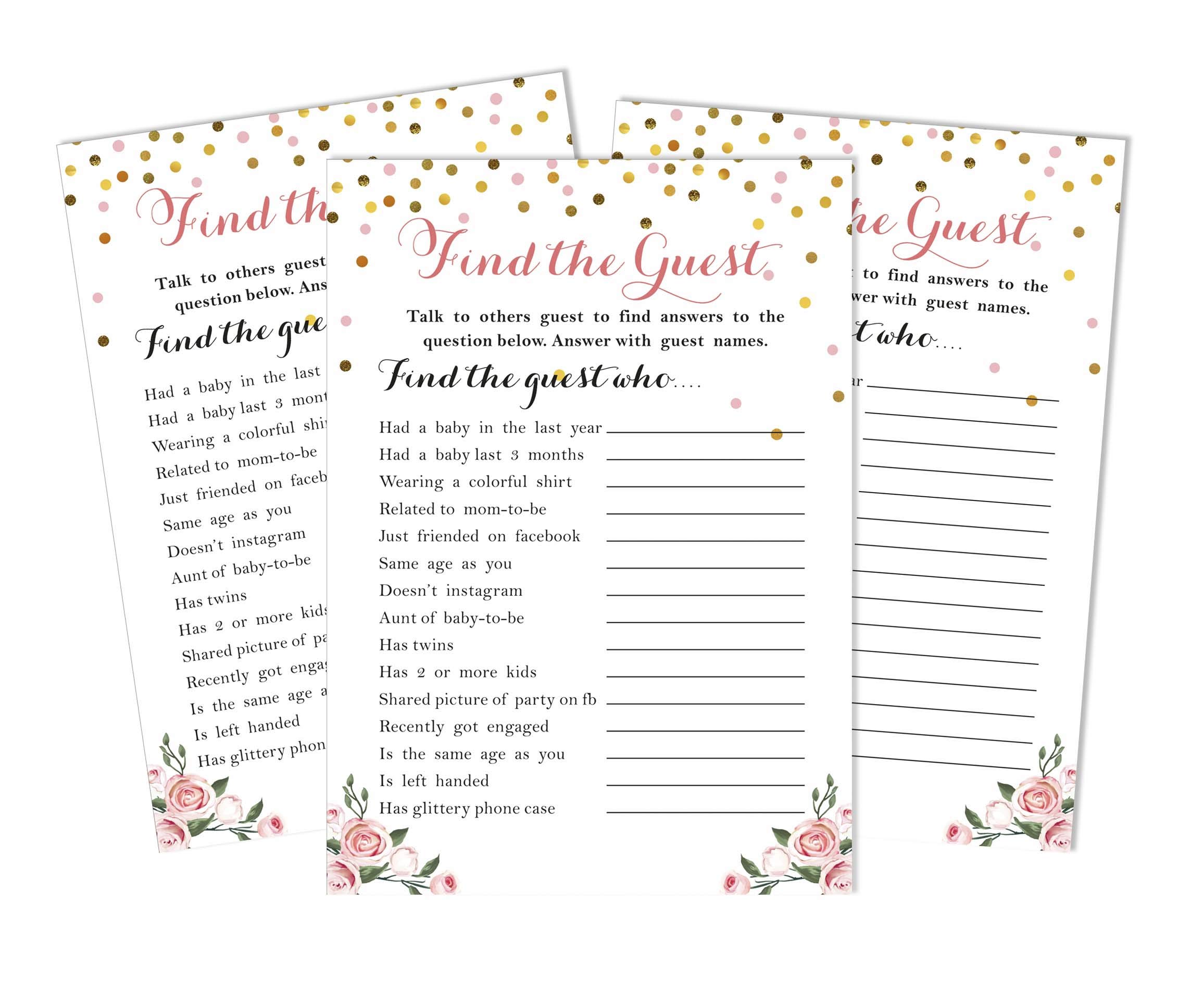 Inkdotpot 50 Find The Guest Baby Shower Game Party Supply It’s A Boy It’s A Girl Gender Reveal Confetti Icebreaker Party Game