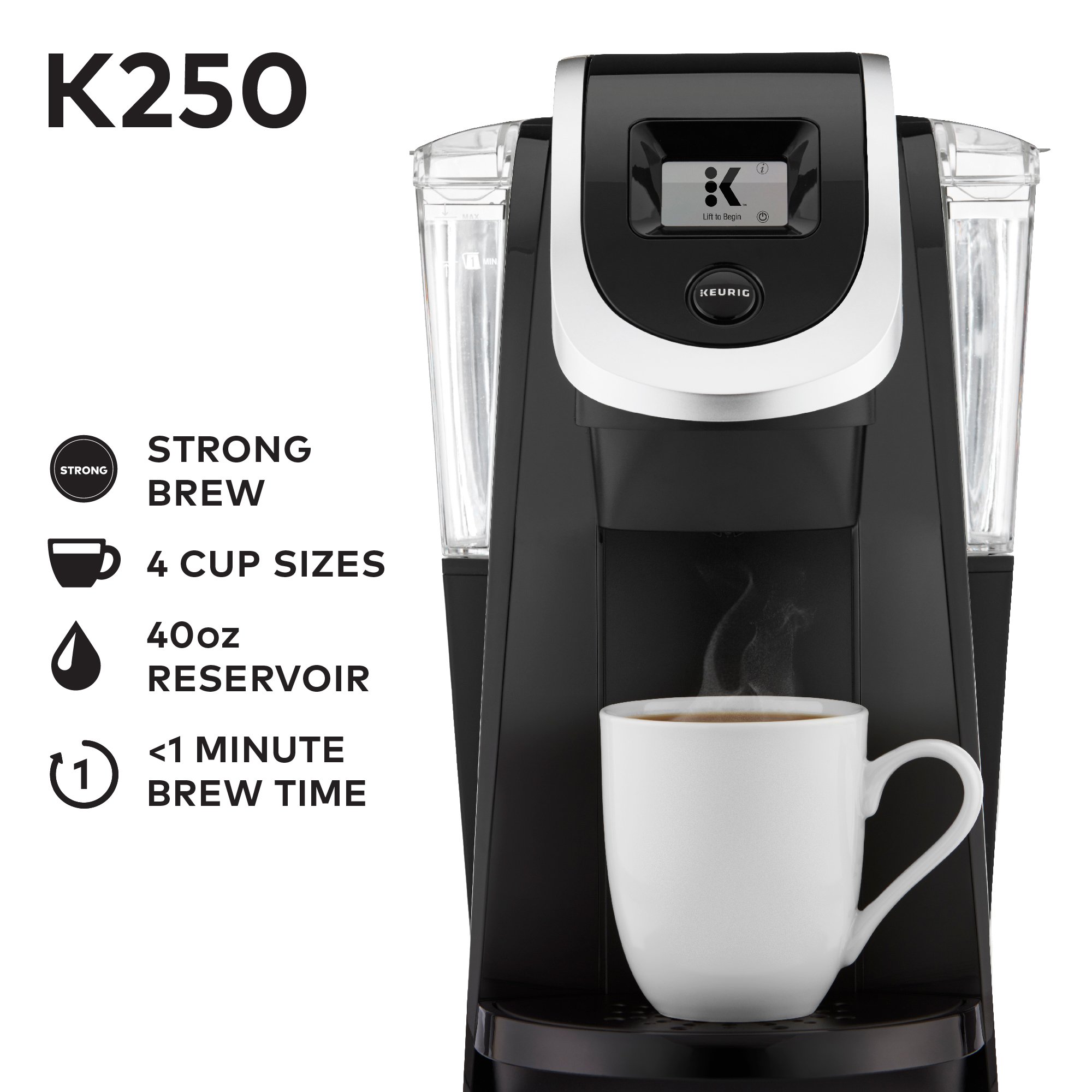 Keurig K250 Coffee Maker, Single Serve KCup Pod Coffee Brewer, With