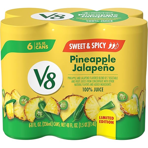 V8 PINEAPPLE JALAPENO 100% FRUIT AND VEGETABLE JUICE,...