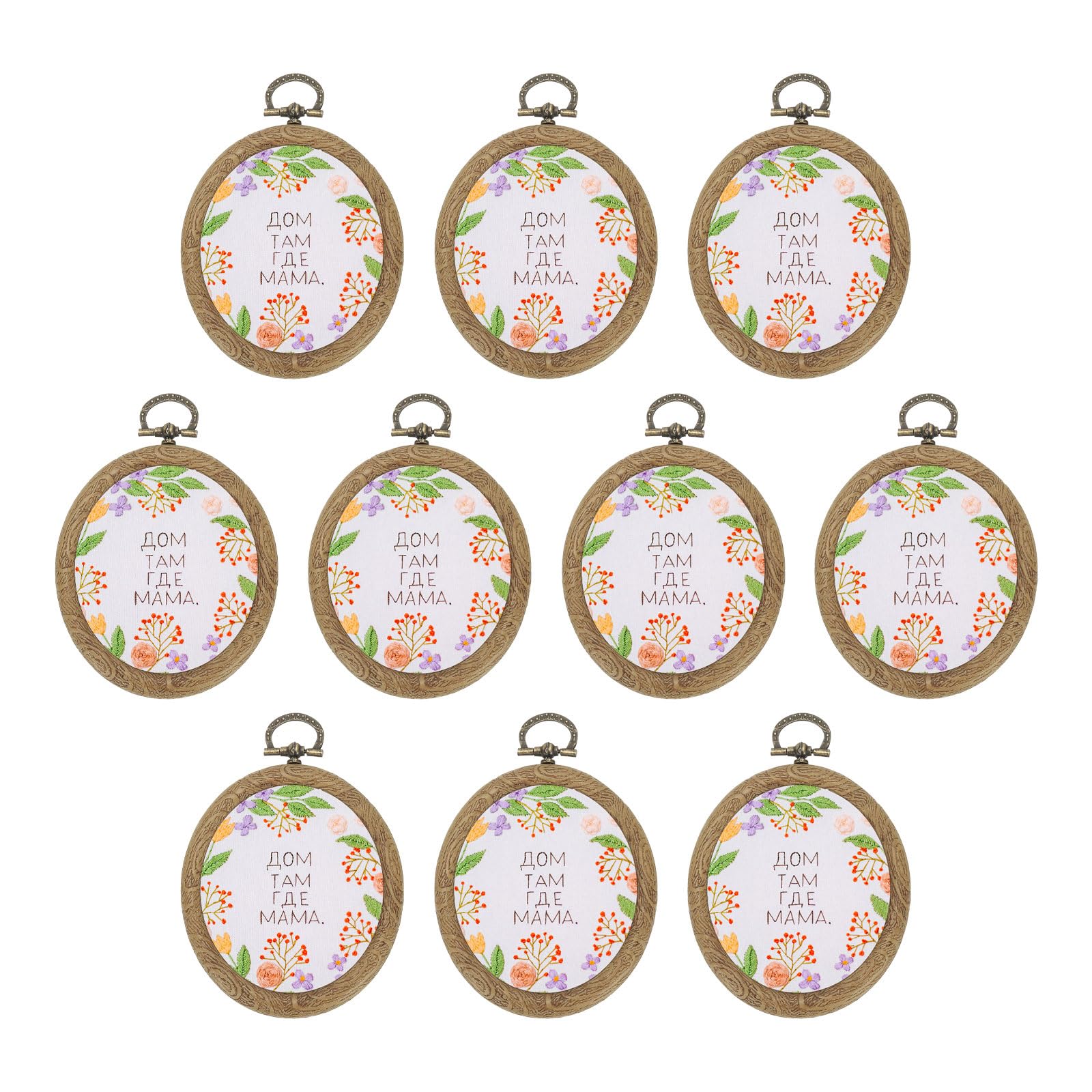 Photo 1 of PATIKIL 10 Pieces 3"x2.4" Embroidery Hoops Frame Imitated Wood Oval Cross Stitch Hoop Ring for Embroidery Art Craft Handy Sewing Decoration