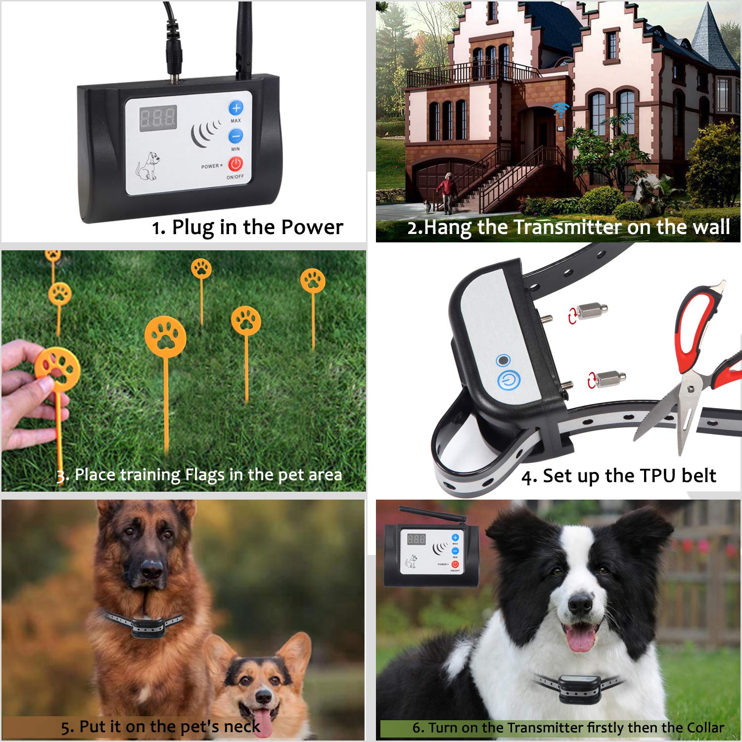 Blingbling Petsfun Electric Wireless Dog Fence System for 1 Dog and 2 Dogs Electronic Pet