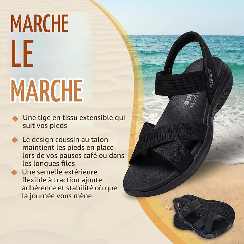 Femme Ultra Flex 3.0-Never Netter Hands Free Slip-ins Sandale, Black Mesh/Gore, 38 EU