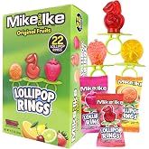 Mike and Ike Lollipop Rings, Halloween Trick or Treat Candy, 22 Pieces | Individually Wrapped, Mixed Fruit Flavors, Bulk Handout Candies, 22 Total Pieces