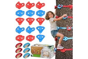 SEKKVY Tree Rock Climbing Kit for Kids - 15PCS Climbing Holds & 6 Ratchet Straps | No-Drill Tree Climbing Rocks | Outdoor Ninja Warrior Course | Birthday Gift for Boys Girls Ages 3+