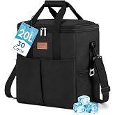 Lifewit Cooler Bag, 30/48 Cans Leakproof Insulated Portable Lunch Cooler | Large Soft Sided Cooler Tote Bag with 2 Front Pockets for Beach, Picnic, Camping, Shopping, Black