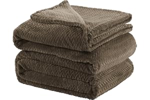 INFIIXSO Fleece King Size Blanket - Leaves Pattern Lightweight King Size Throw Blanket for Bed All Season Use, Brown, 108x90 inches