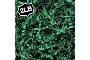 Corlcol 2LB Crinkle Cut Paper Shred Filler for Bag Gift Box Basket Confetti Paper Shreded Stuffing Decoration for Valentine's Day Holiday Party (Dark Green)