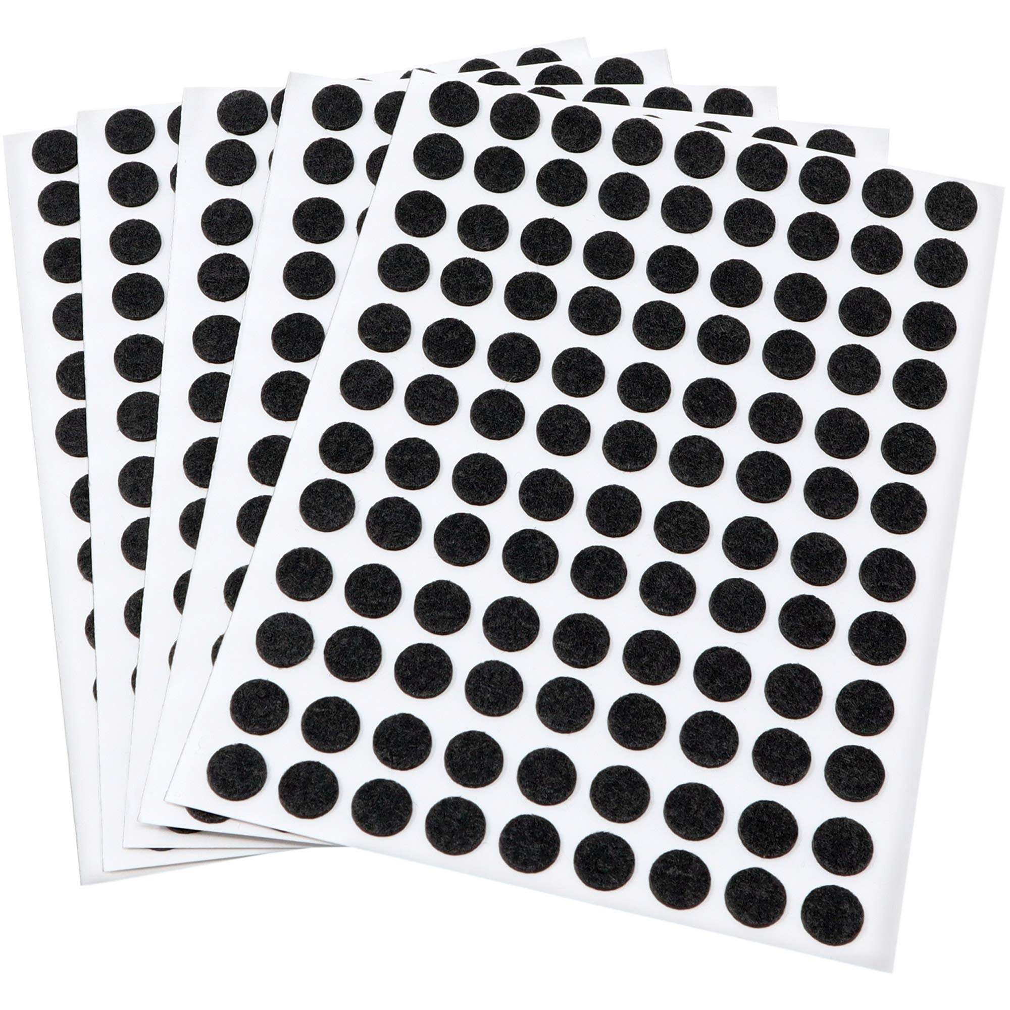 Adsamm® / 540 x self-stick felt pads / Ø 0.39'' (Ø 10 mm) / black / round / self-adhesive furniture glides with felt thickness of 0.059'' / 1.5 mm