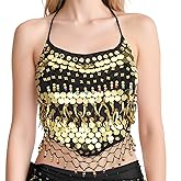 COSICS Belly Dance Top, Sequin Halter Costume with Built-in Padding for Performances