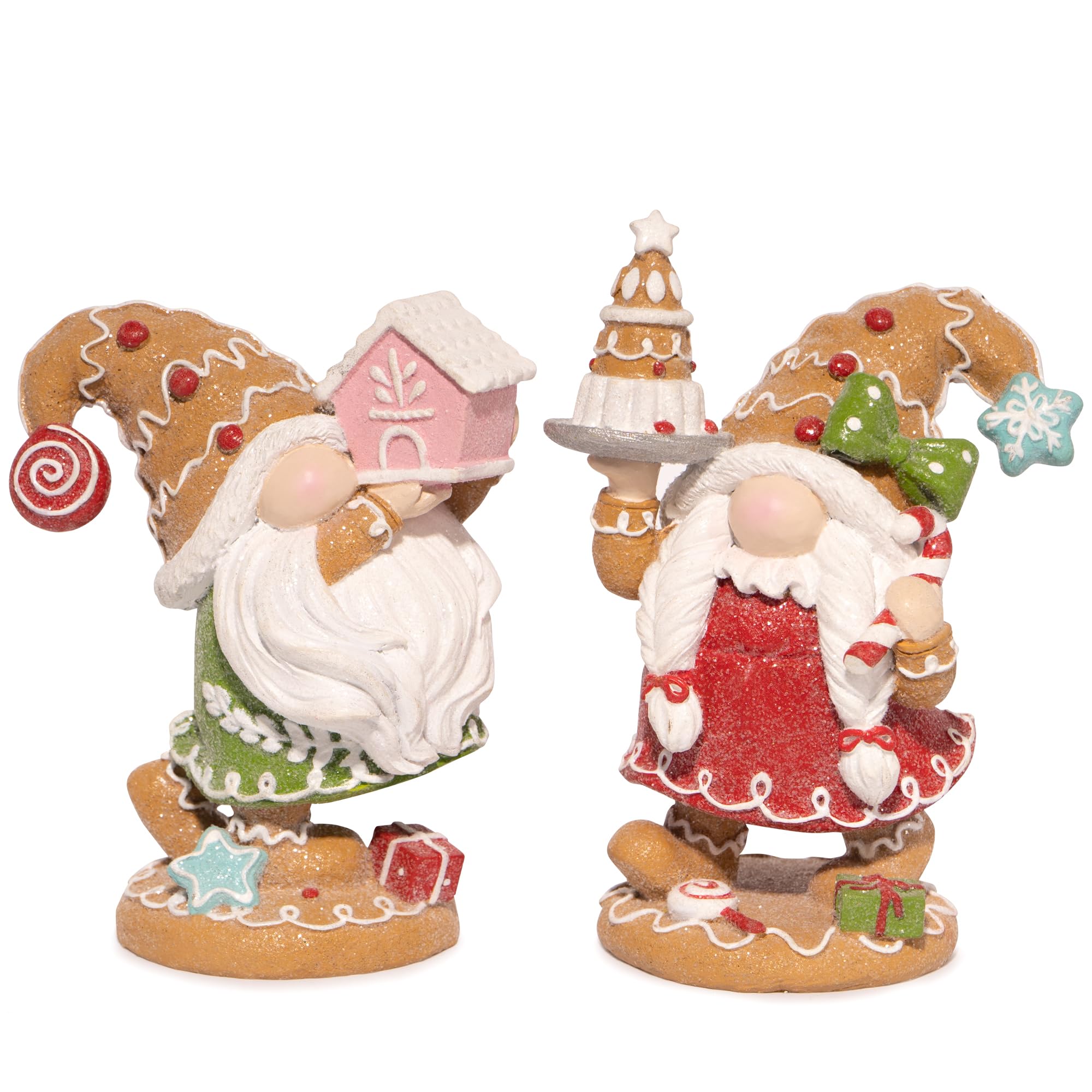 View 1 of Hodao 2PCS Christmas Gingerbread Man Gnome Decorations - Handmade Swedish Tomte Figurines for Xmas Party, Home Decor, and Gifts (2pcs Brown)