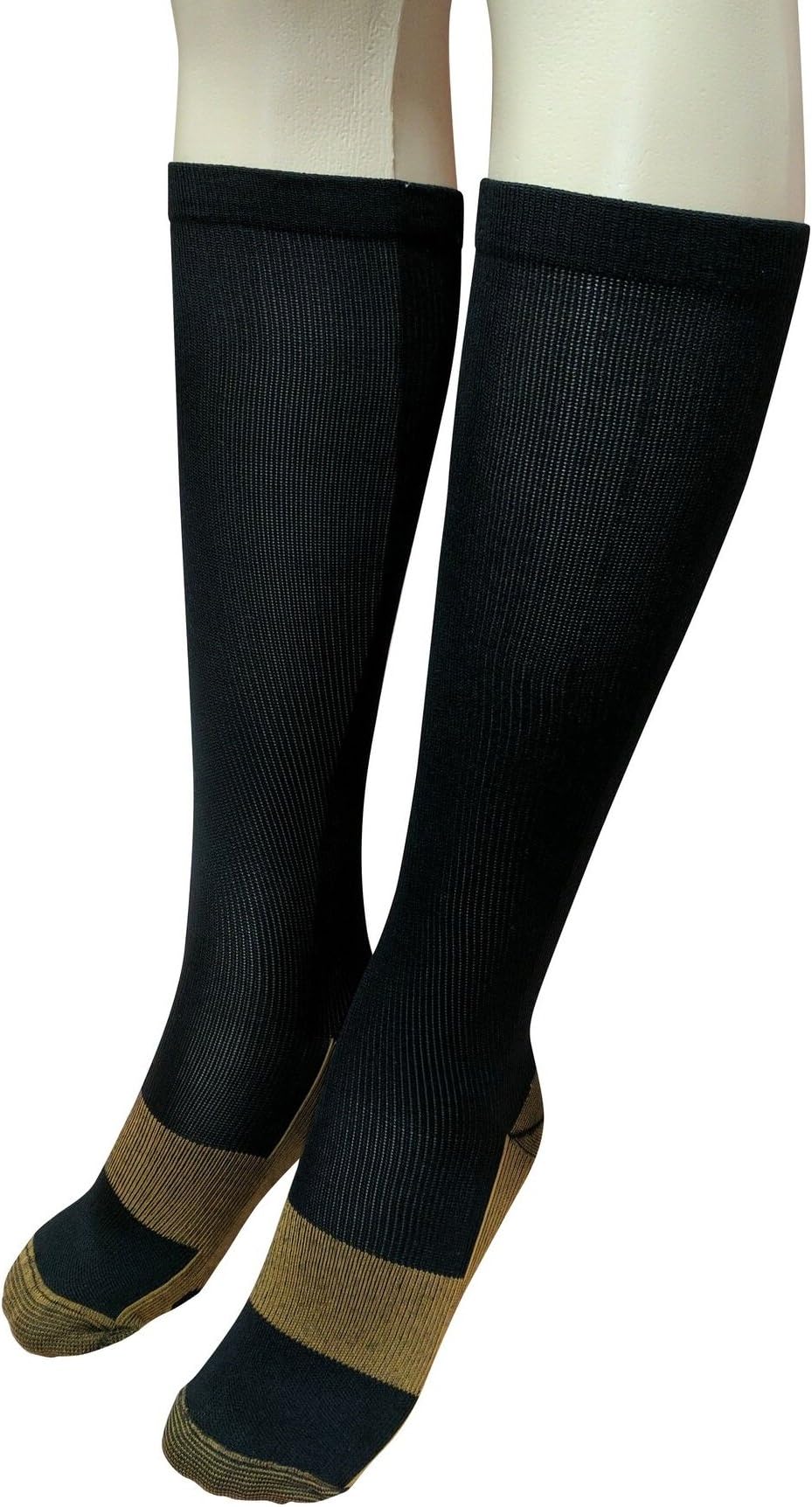 Graduated Copper Compression Socks Anti Fatigue Knee High Socks For Men Women Pain Ache Relief Stockings-15-20 mmHg (Black, L & XL)