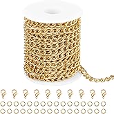 Jabogrii 10 Meters Gold Curb Cable Aluminum Chain for Jewelry Making Twisted Permanent Jewelry Making Chains Bulk Spool