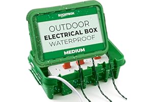 SockitBox – The Original Weatherproof Connection Box – Indoor & Outdoor Electrical Power Cord Enclosure for Timers, Extension Cables, Transformers, Power Strips, Lights, Tools & More – Medium – Green
