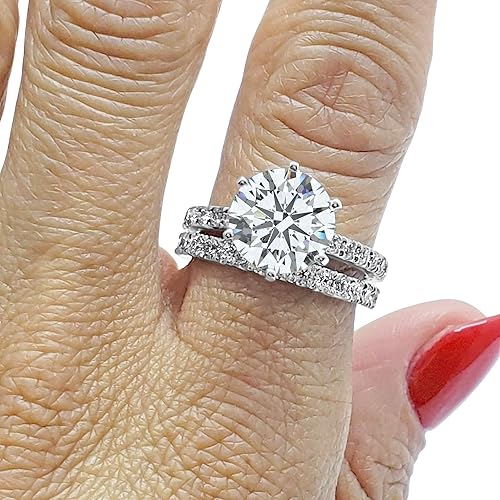 Amazon Com Moissanite Wedding Set Lab Grown Diamond And Moissanite 3 5 Ctw 9mm Forever One White Yellow Rose Gold Handmade
