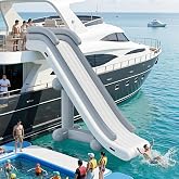 SPECRAFT 16x5.3x11.5 FT Commercial Inflatable Yacht Water Slide | Grey and White Outdoor Waterfall Slide for Adults and Kids, Easy Setup for Lake, Boat and Water Fun
