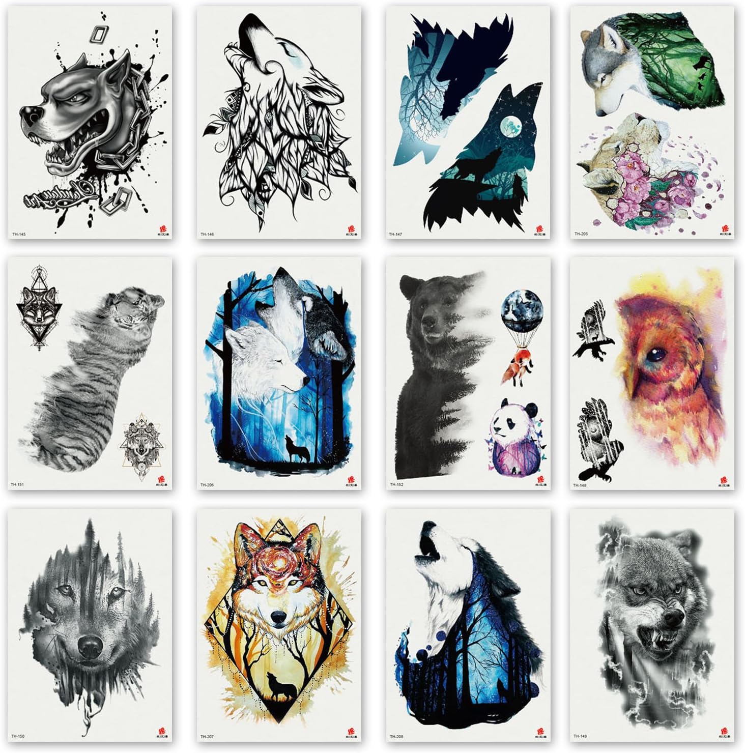 DevilFace Large Full Arm Temporary tattoos for Men Women, 8 Sheets Fake Tattoos (Collection 3)