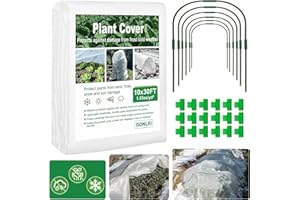 GonLei Plant Covers Freeze Protection Kit 10x30 ft Plant Blanket (6 Pcs Garden Hoops & 18 Clips) Frost Cloths for Outdoor Plants Garden Row Covers 1.05oz/yd² Plant Covers for Winter