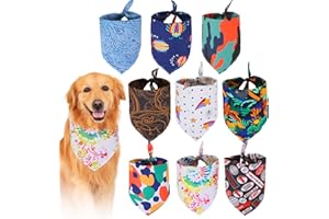 COMSUN 9 Pack Dog Bandanas, Polyester Dog Bandana Bulk for Boy Girl, Pet Scarf Washable, Floral Pattern