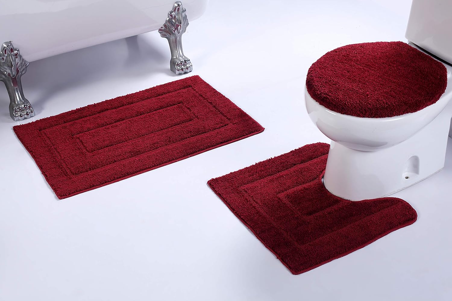 Luxury Home Collection 3 Piece Microfiber Bathroom Rug Set