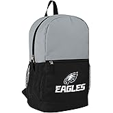 FOCO NFL Officially Licensed Football Team Color Primary Logo 2 Tone Big Logo Color Block School Bag Travel Backpack - Philadelphia Eagles