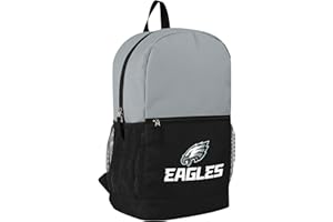FOCO NFL Officially Licensed Football Team Color Primary Logo 2 Tone Big Logo Color Block School Bag Travel Backpack - Philadelphia Eagles