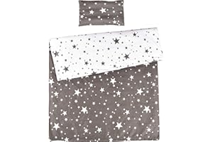 MEJU Star Twinkle 100% Cotton Duvet Cover 43" X 59" + Pillowcase 13" X19" Bedding Set with Zipper Closure for Baby Toddler Boys Girls Crib Bed Decoration Gift
