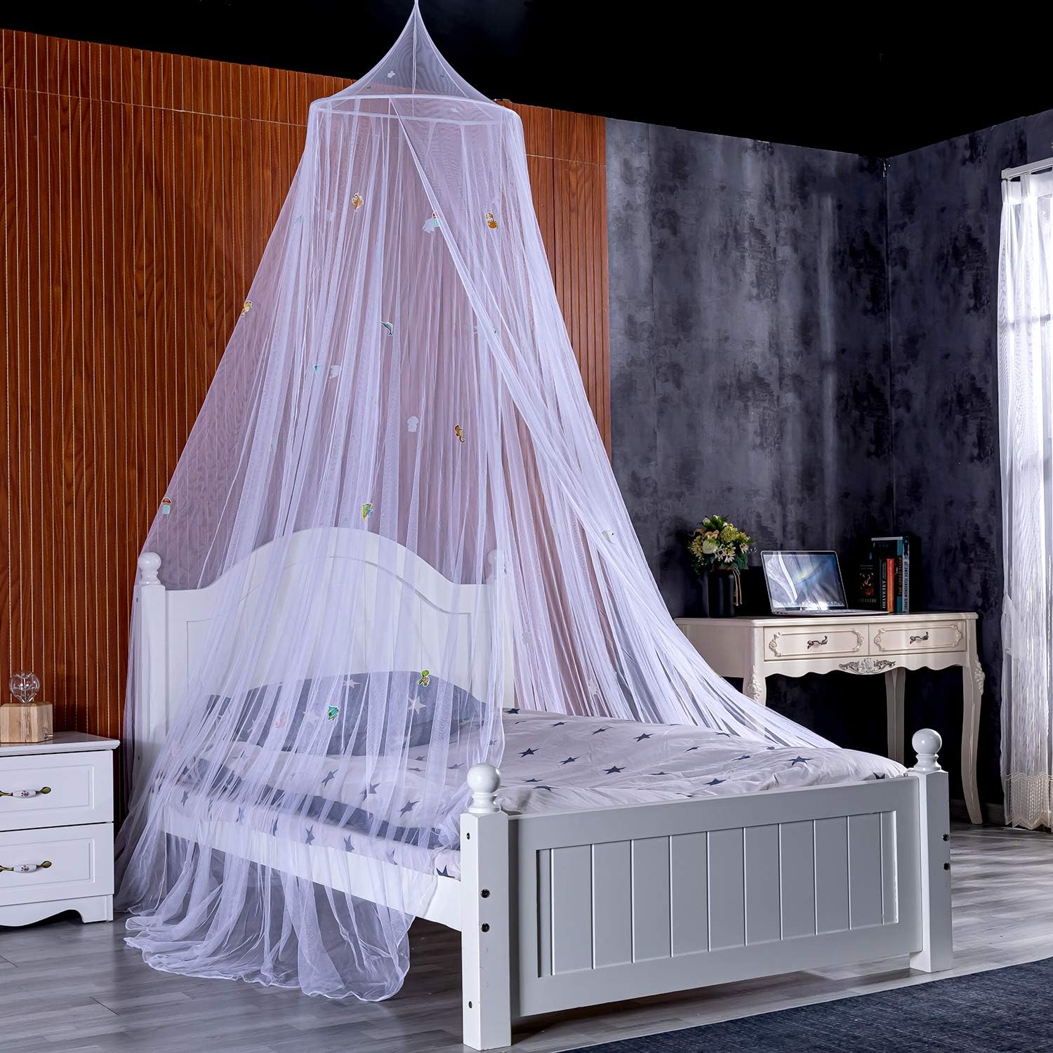 Ecoart Mosquito Net Canopy Bed for Crib Twin Full Queen King Bed Curtains,Sea Animals Glow in Dark Above Bed Canopy: Home & Kitchen