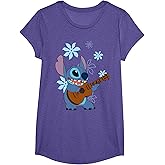 Girl's Lilo & Stitch Floral Ukulele Dance T-Shirt