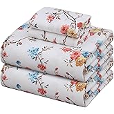 ZOYER Flannel Sheets King Size - 100% Cotton Double Brushed King Size Sheets Set - Deep Pockets 16 Inches Bed Sheets - All Seasons Breathable & Extra Soft - Warm & Cozy, 4 Piece, French Garden