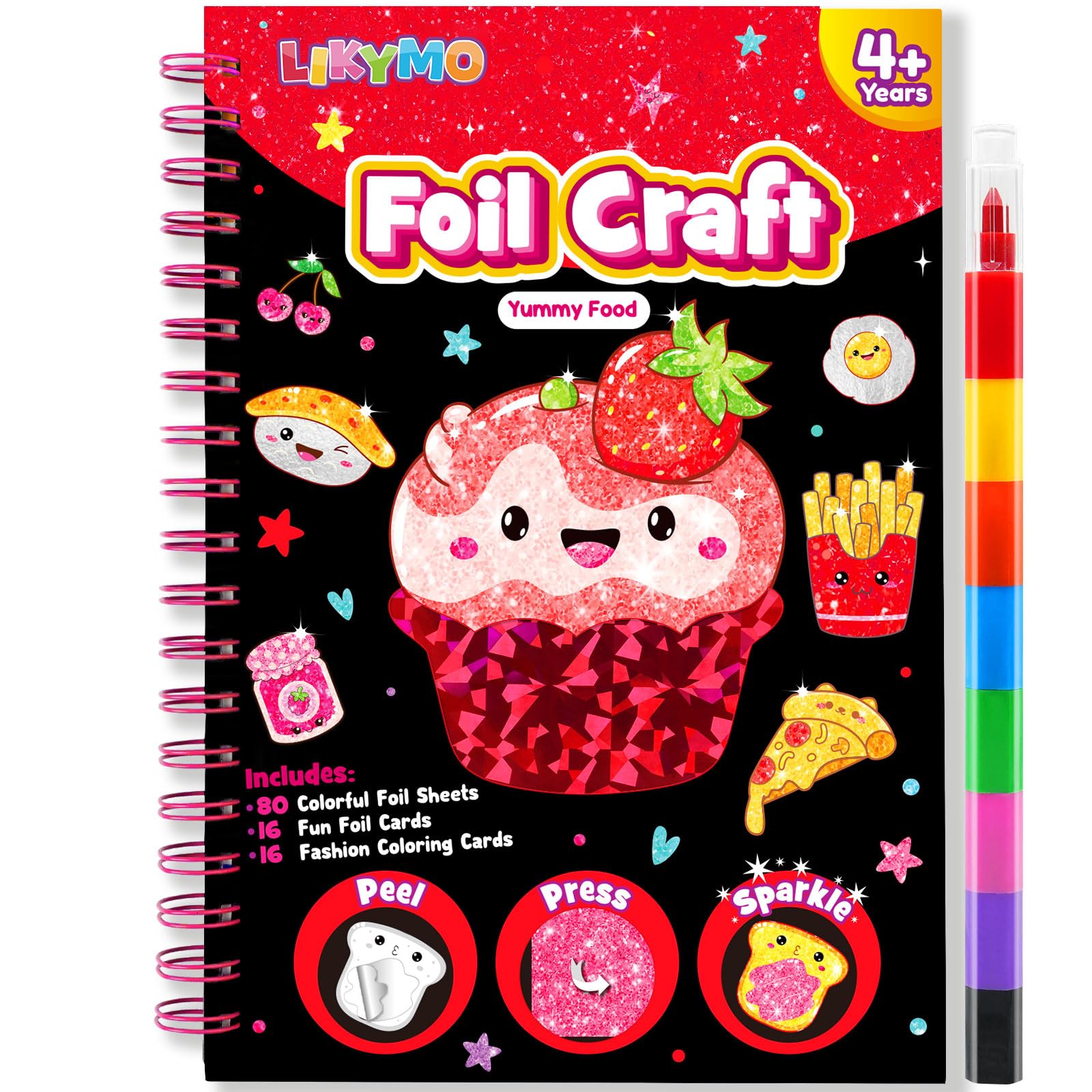 LIKYMO Foil Art for Kids - Foil Craft Book Art and Craft for Kids, DIY Creative Activity Gifts for 4 5 6 7 8 9 Year Old Girls Boys (Dessert) — image 1